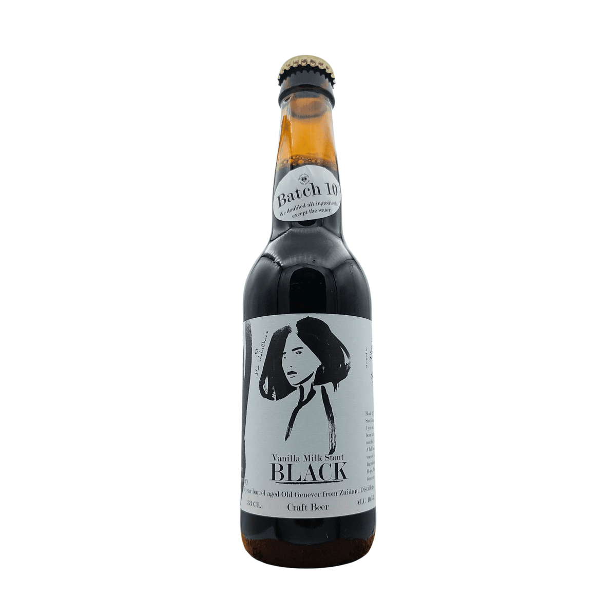 Batch 10 Black (Vanille 5 jaar oude Genever Milk Stout) van brouwerij The Sisters Brewery - Milk Stout van 10,5% in fles
