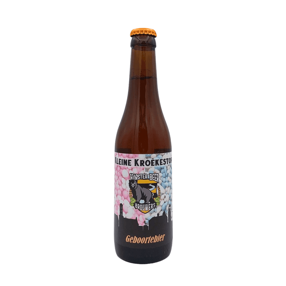 Kleine Kroêkestop (Blond/Geboortebier) Hôrster Beer Brouwers van brouwerij Hôrster Beer Brouwers - speciaalbier van 7% in