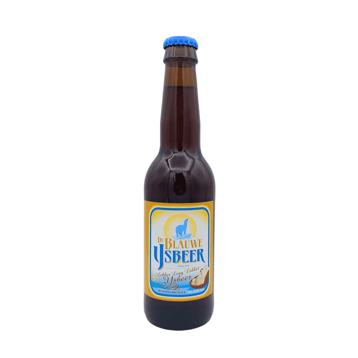 Lekker Lang Lekker IJsbeer (Weizen Dubbelbock) van brouwerij De Blauwe Ijsbeer - Weizen-Doppelbock van 8,3% in fles