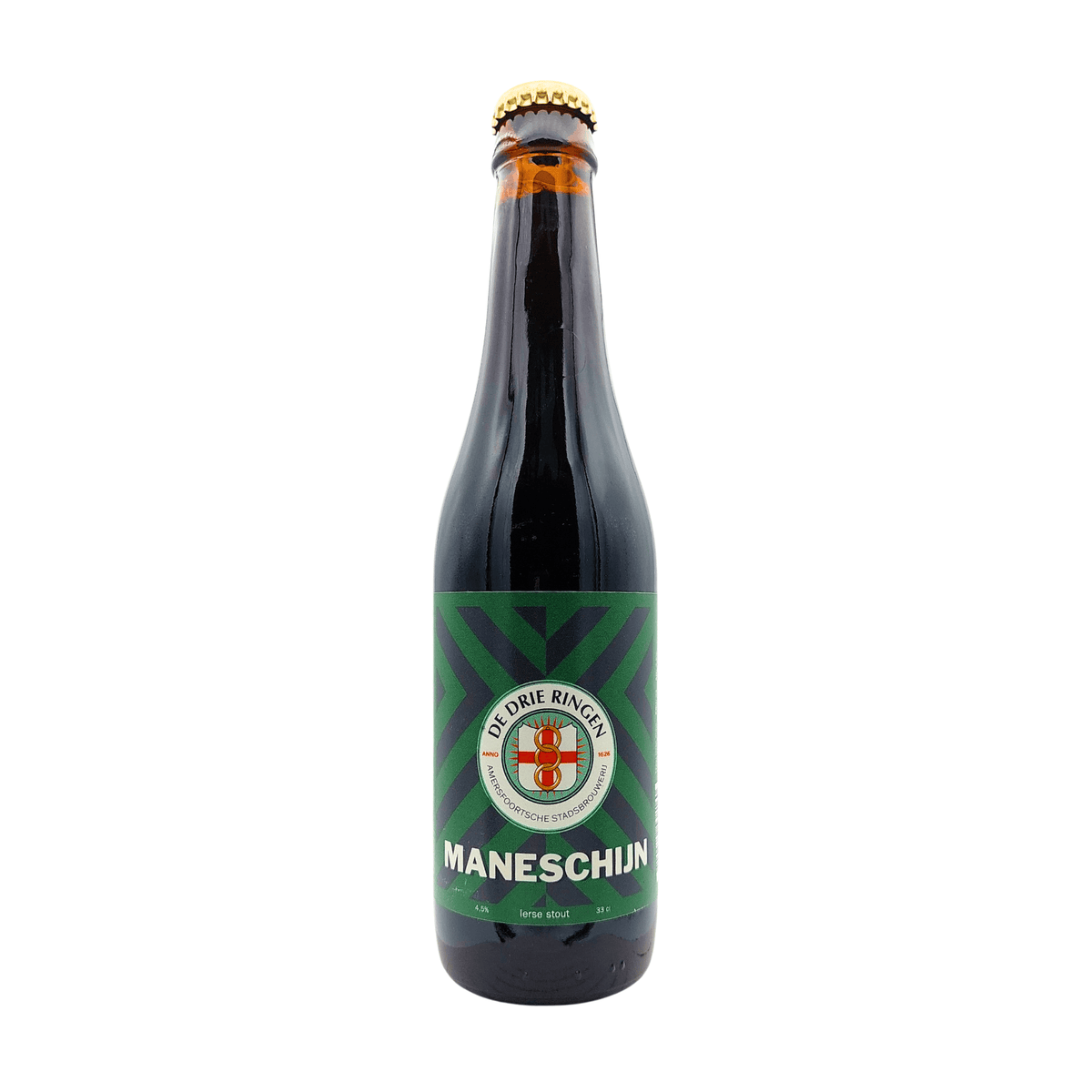 Maneschijn (Irish Dry Stout) van brouwerij Stadsbrouwerij De Drie Ringen - Stout van 4,5% in fles