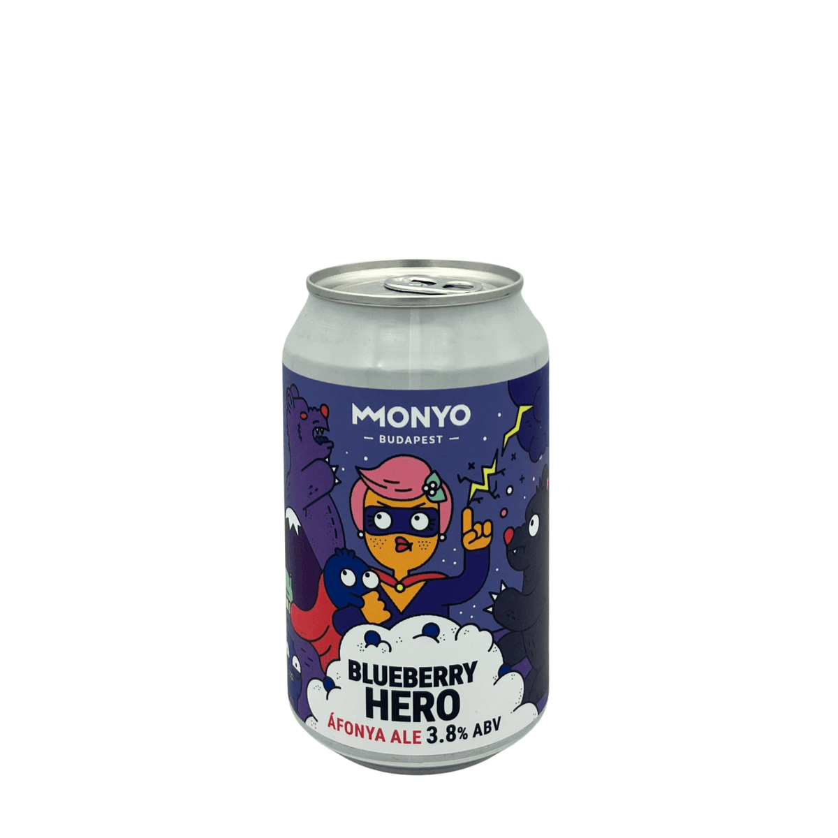 Blueberry Hero van brouwerij MONYO - Fruit Beer van 3,8% in blik