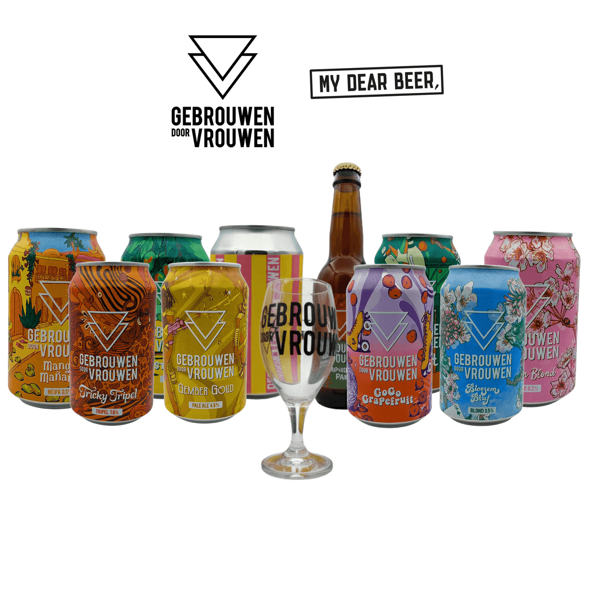 Gebrouwen Door Vrouwen Bierpakket met Gratis Bierglas - bierpakket met speciaalbier van My Dear Beer