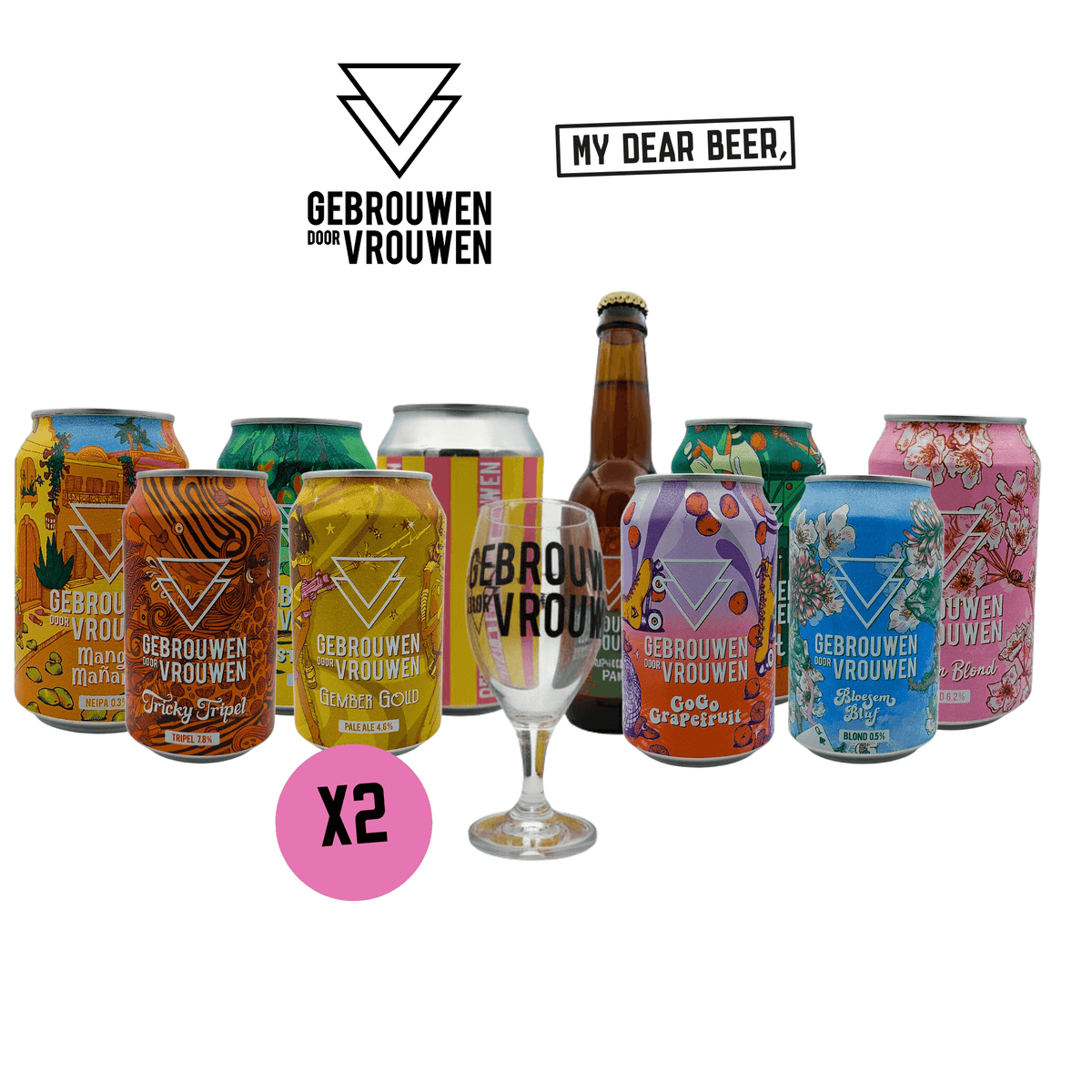 Gebrouwen Door Vrouwen Bierpakket met Gratis Bierglas