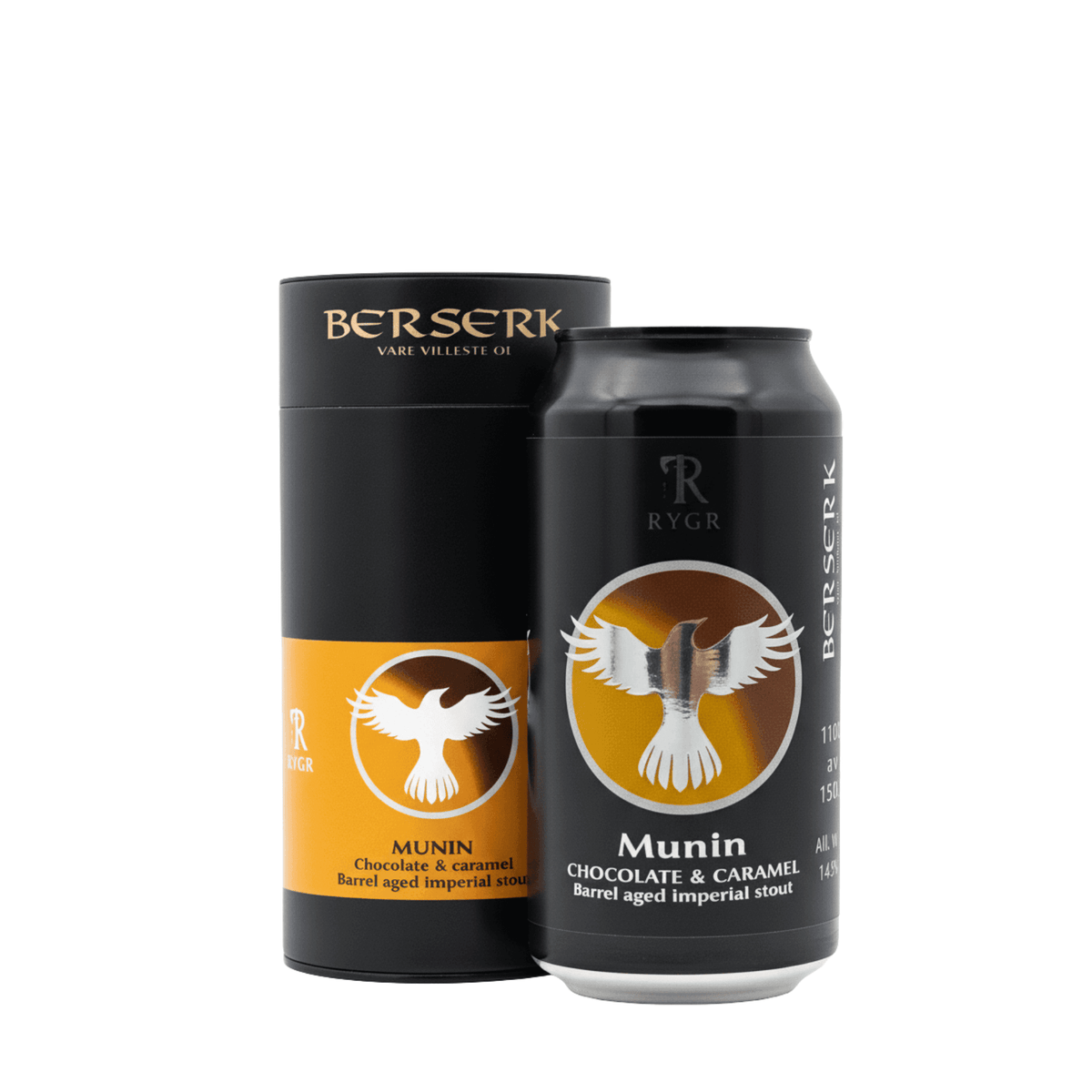 Munin Chocolate & Caramel (Barrel Aged Imperial Stout) - RYGR Brygghús van brouwerij RYGR - Imperial Stout van 14% in blik