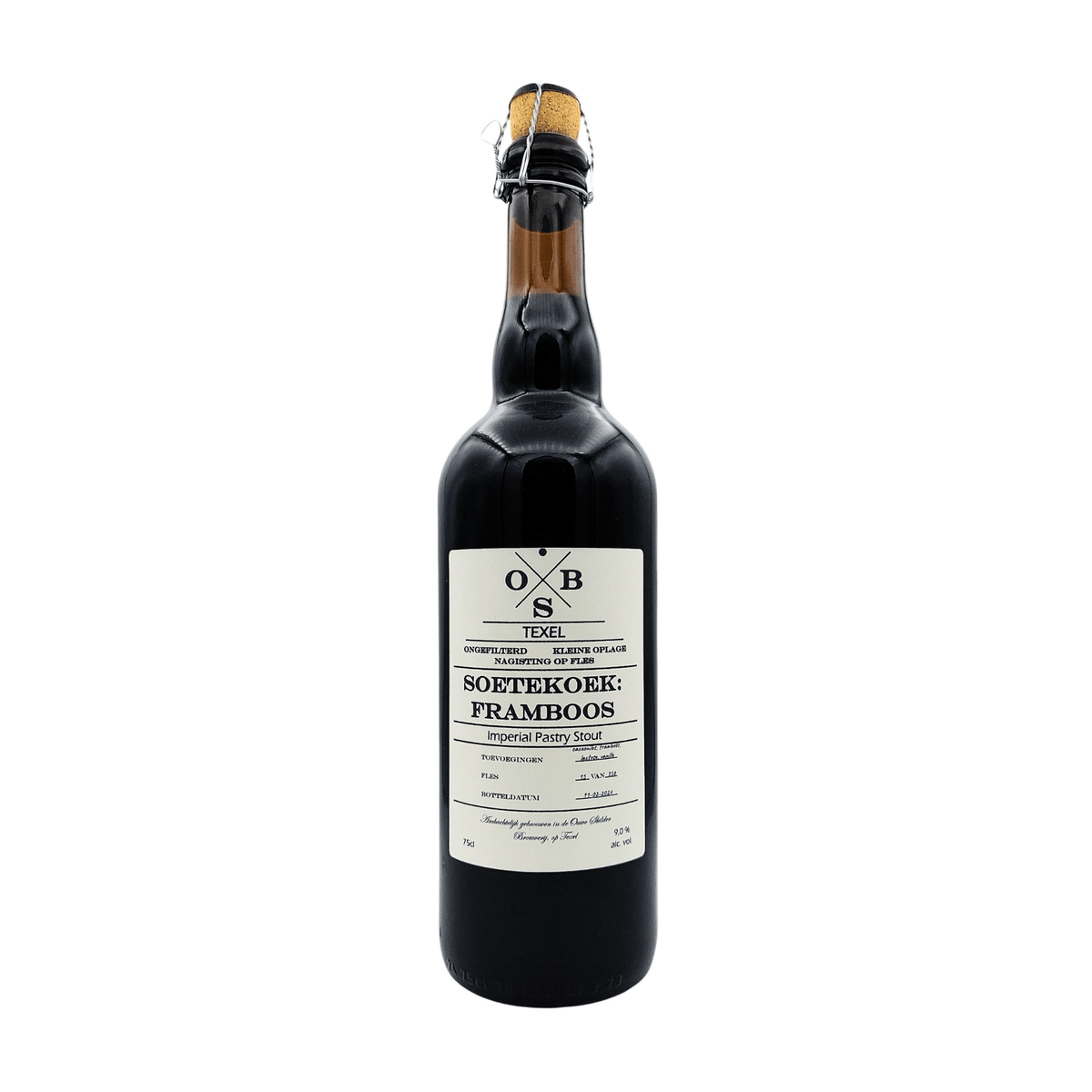 Soetekoek: Framboos van brouwerij Ouwe Skilder Brouwerij - Stout van 9% in fles van 750ml