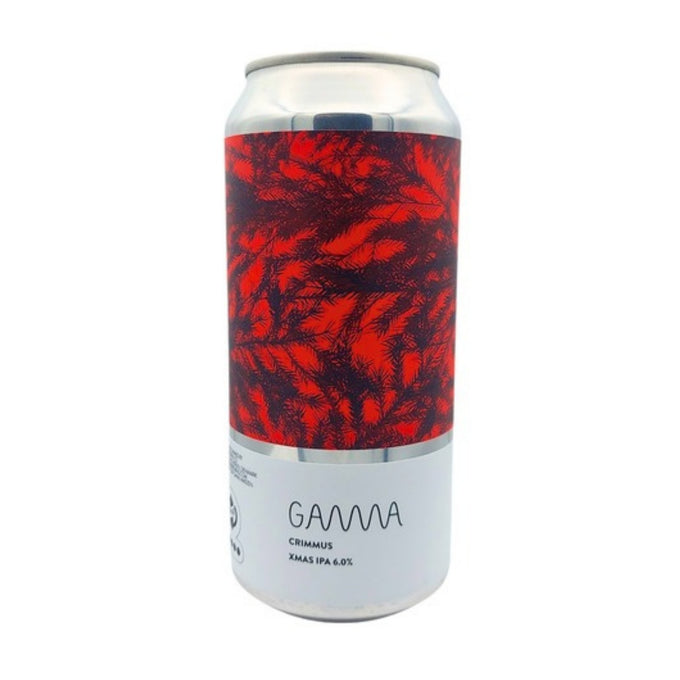 Blik Gamma Brewing Crimmus, Xmas IPA 6,0%, met rood dennentakken-label