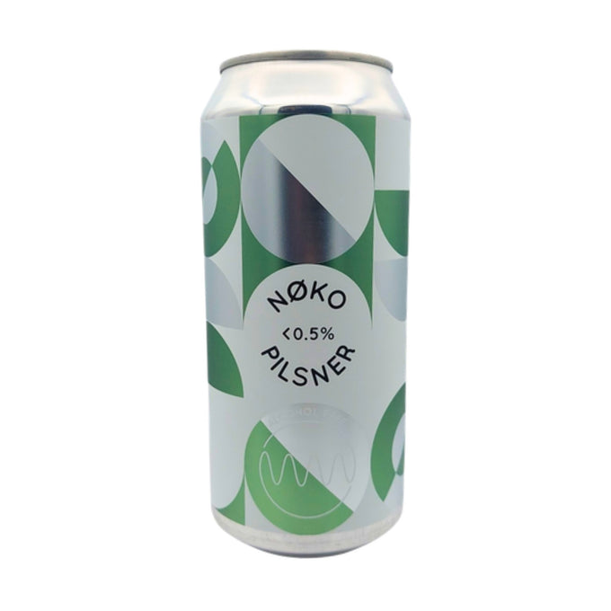 Blik Gamma Brewing NØKO pilsner, alcoholvrij <0,5%, met groen-zilver grafisch label