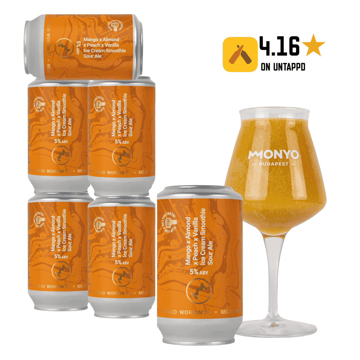 6-pack - MOJO WORKIN'25: Mango x Almond x Peach x Vanilla Ice Cream - bierpakket met speciaalbier van My Dear Beer