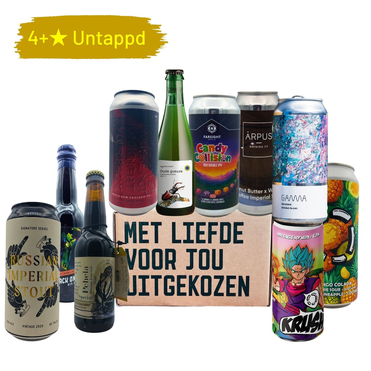Bierpakket met 20 bieren met 4+ sterren op Untappd