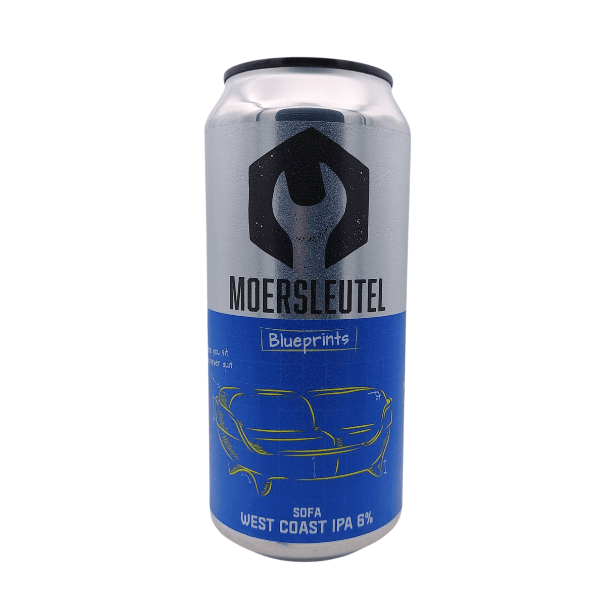 Blueprints: Sofa van brouwerij Moersleutel - West Coast IPA van 6% in blik