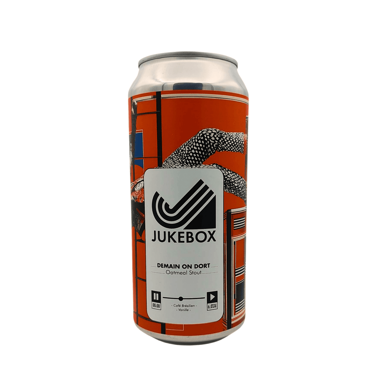 Demain on Dort (Oatmeal Stout) van brouwerij Brasserie Jukebox - Stout van 6% in blik
