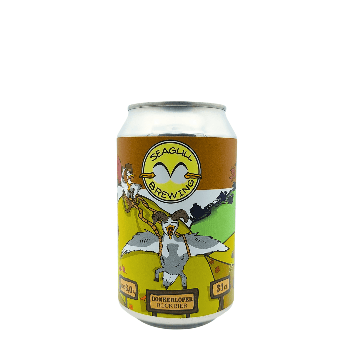 Donkerloper van brouwerij Seagull Brewery - Bock van 6% in blik