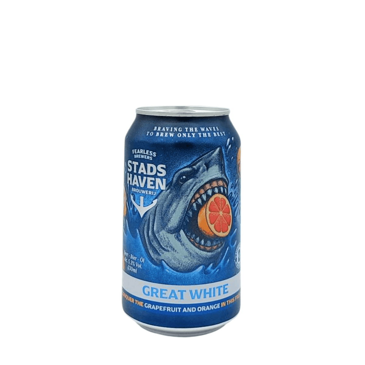 Great White van brouwerij Stadshaven Brouwerij - Witbier van 5,3% in blik