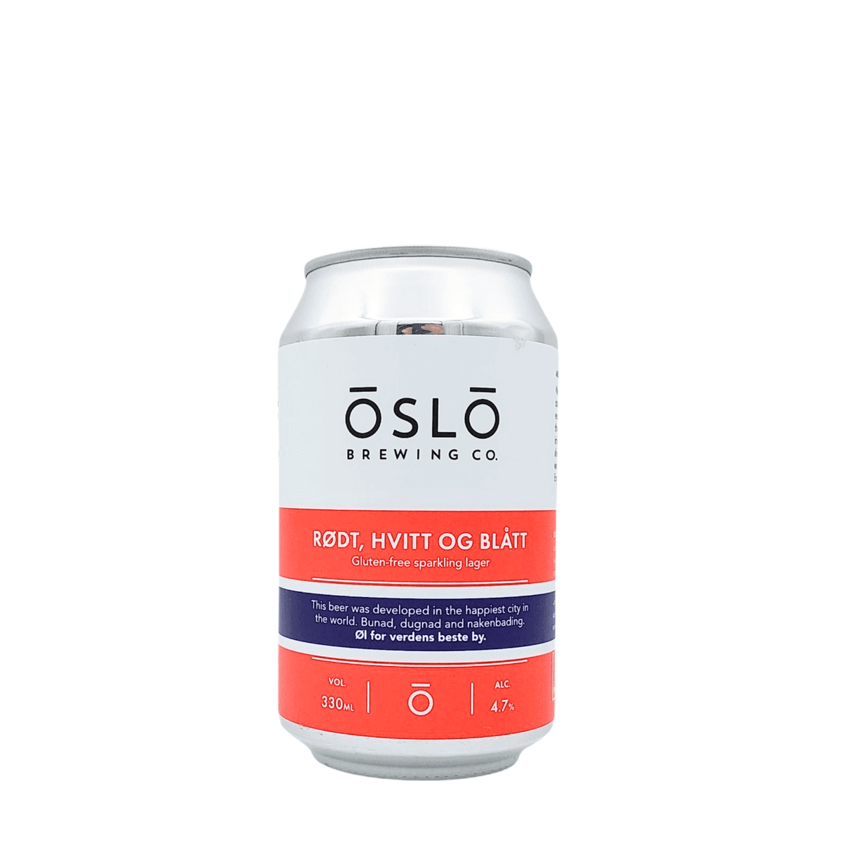 Rødt, Hvitt Og Blått van brouwerij Oslo Brewing Co. - Lager van 4,7% in blik