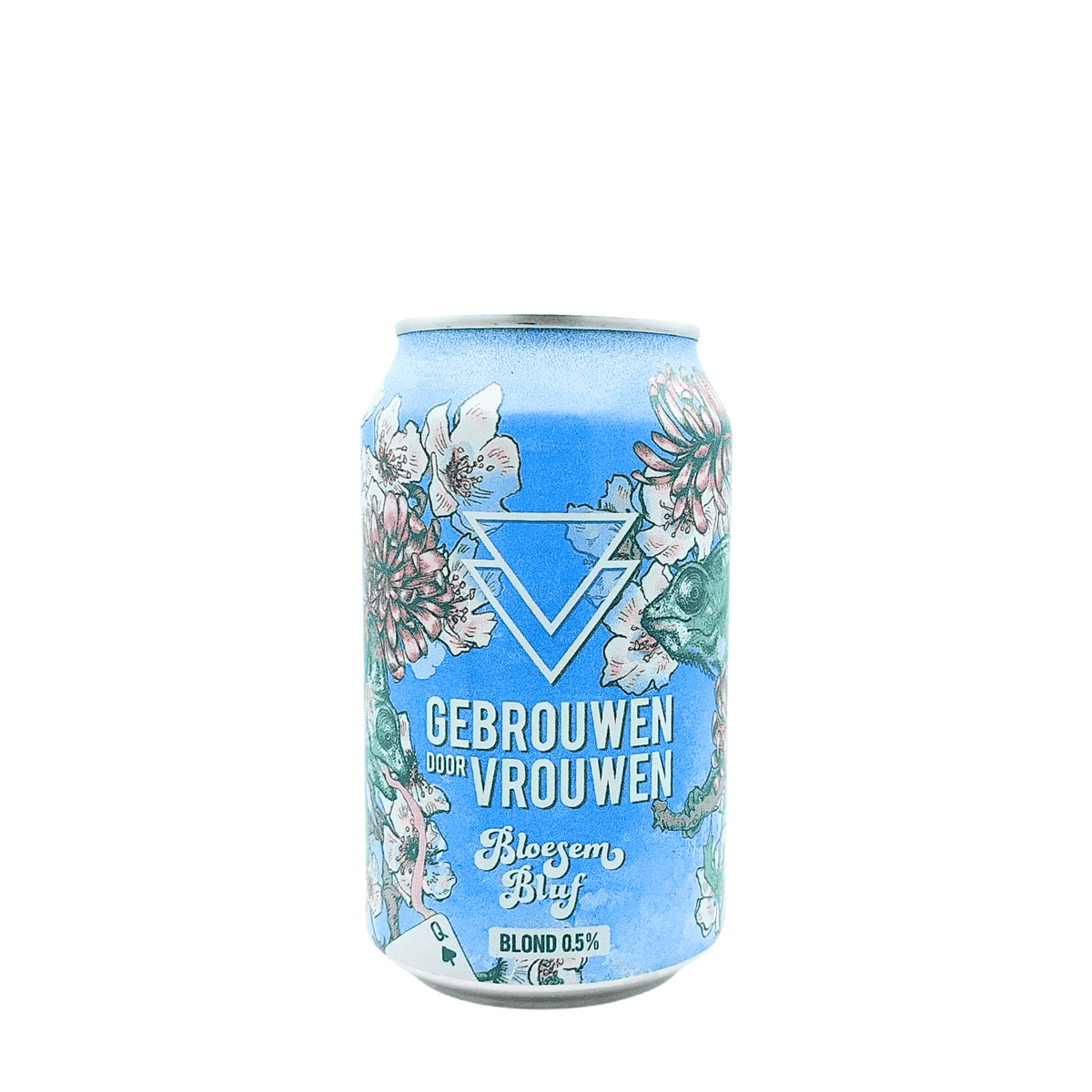 Bloesem Bluf (Blond 0,5%) van brouwerij Gebrouwen door Vrouwen - Alcoholvrij van 0,5% in blik