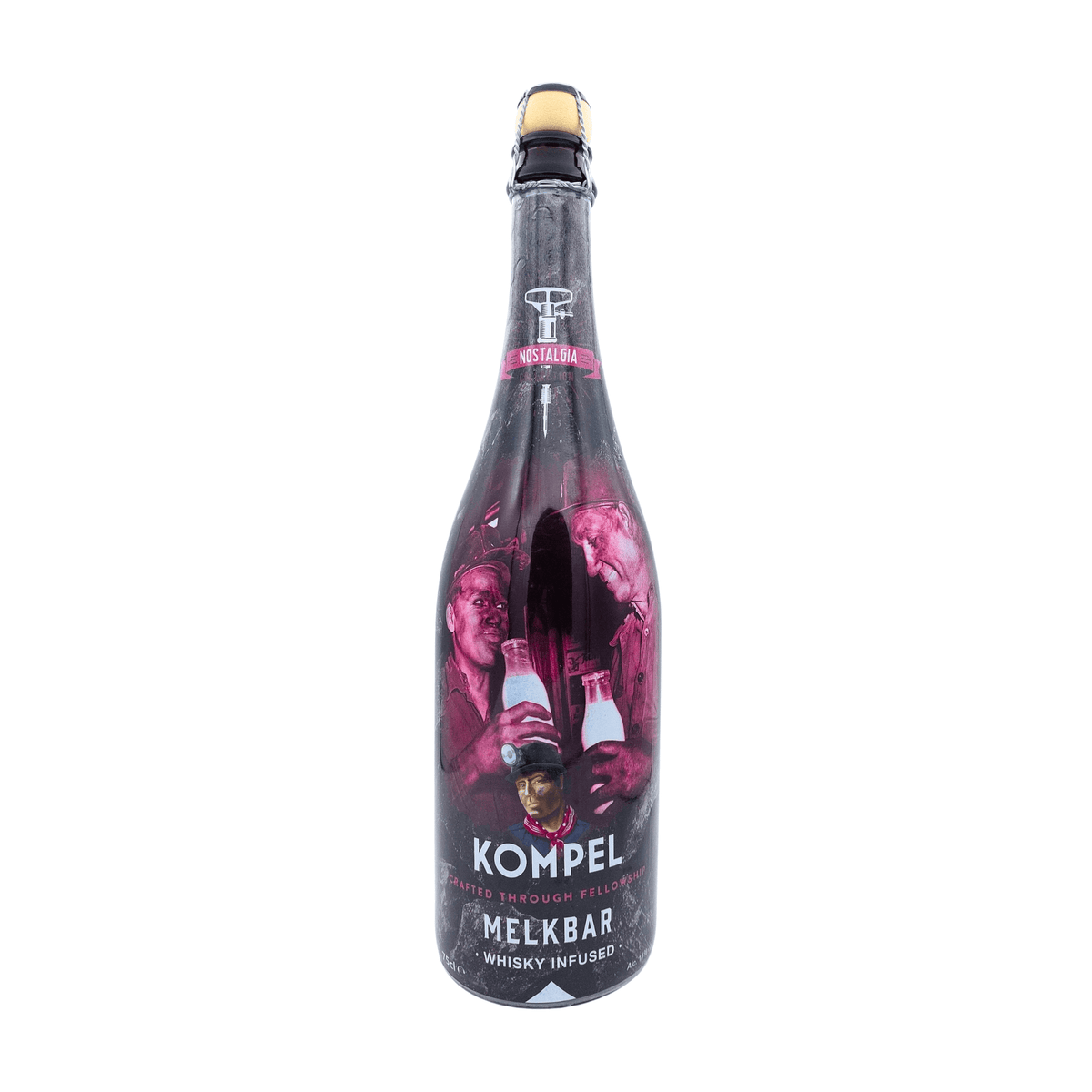 Nostalgia Collection #13 Melkbar 75cl (Whisky Infused Dark Ale) van brouwerij Kompel - Amber, donker & rijk van 11% in fles
