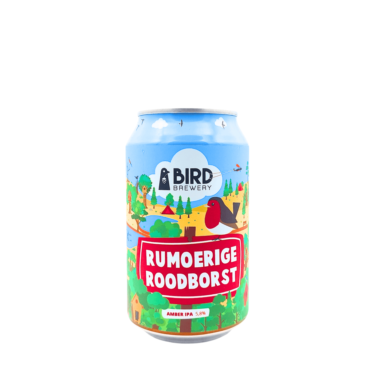 Rumoerige Roodborst (Amber IPA) van brouwerij Bird Brewery - Amber van 5,8% in blik