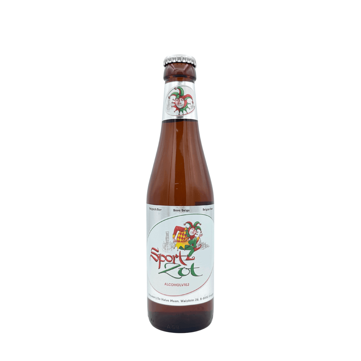 De Brugse Sportzot (alcoholvrij blond) van brouwerij Brouwerij de Halve Maan - Alcoholvrij van 0,4% in fles