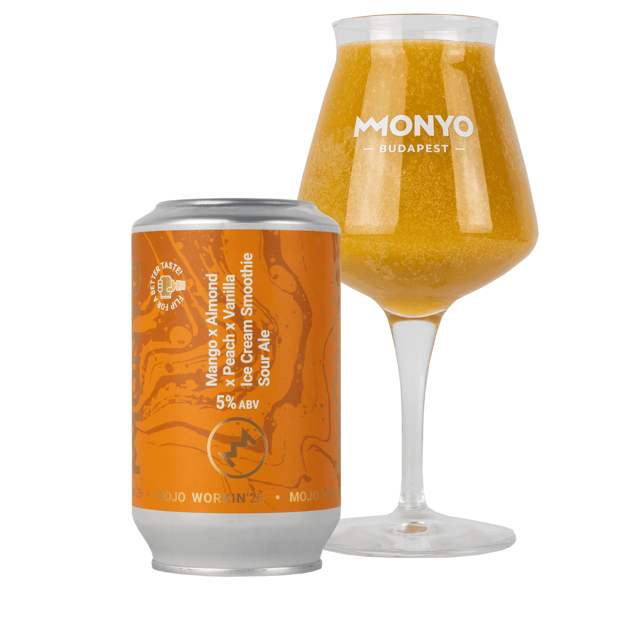MOJO WORKIN'25: Mango x Almond x Peach x Vanilla Ice Cream van brouwerij MONYO - Smoothie Sour van 5% in blik