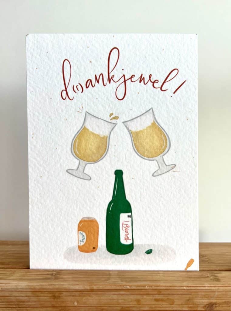 D(r)ankjewel wenskaart met bierdesign, ideaal als bedankje voor bierliefhebbers