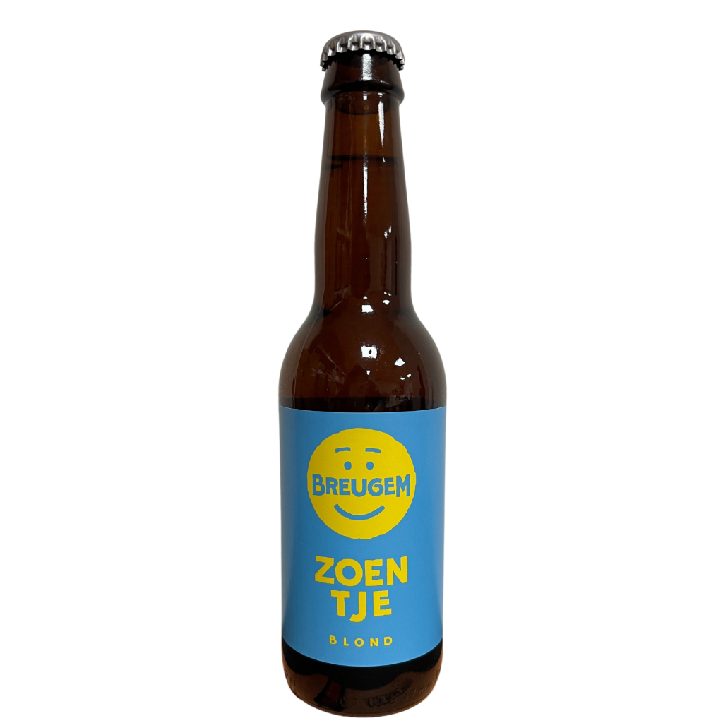 Afbeelding van Breugem Zoentje Blond 6% - Een licht blond bier met bloemige aroma’s en een zachte, verfrissende afdronk. Perfect voor een zonnige middag of een lichte maaltijd.