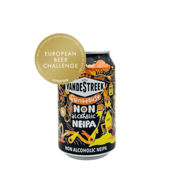 Vandestreek Fun House Non-Alcoholic NEIPA blik met kleurrijk en speels design.