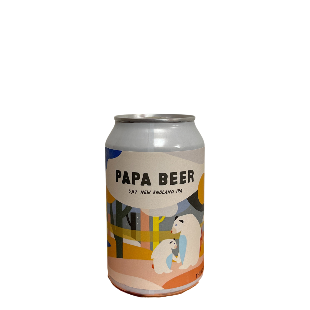 Afbeelding van Papa Beer NEIPA – Een mistige, tropische New England IPA met een alcoholpercentage van 5,5%, gebrouwen door Eleven Brewery.