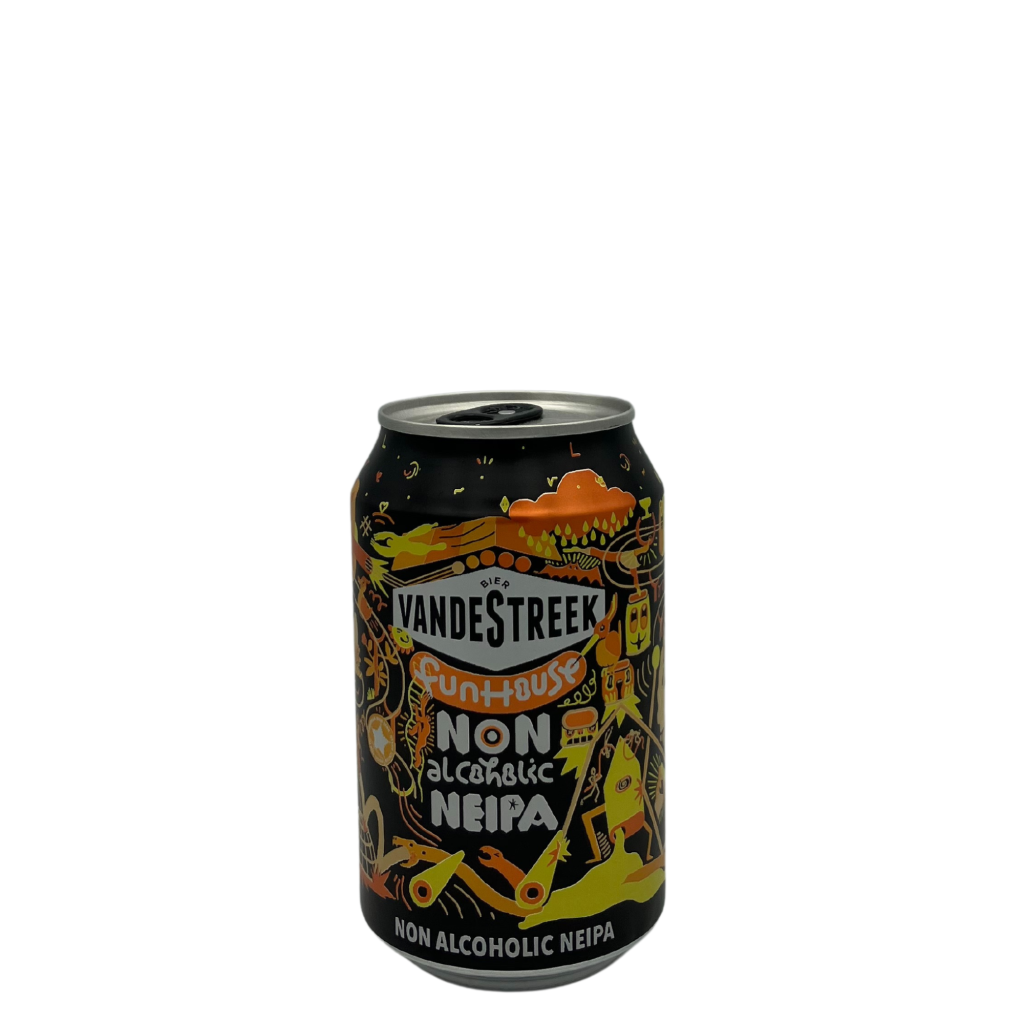 VandeStreek Fun House alcoholvrij bier NEIPA < 0,3% - fruitige non-alcoholic IPA met verfrissende hopsmaken.