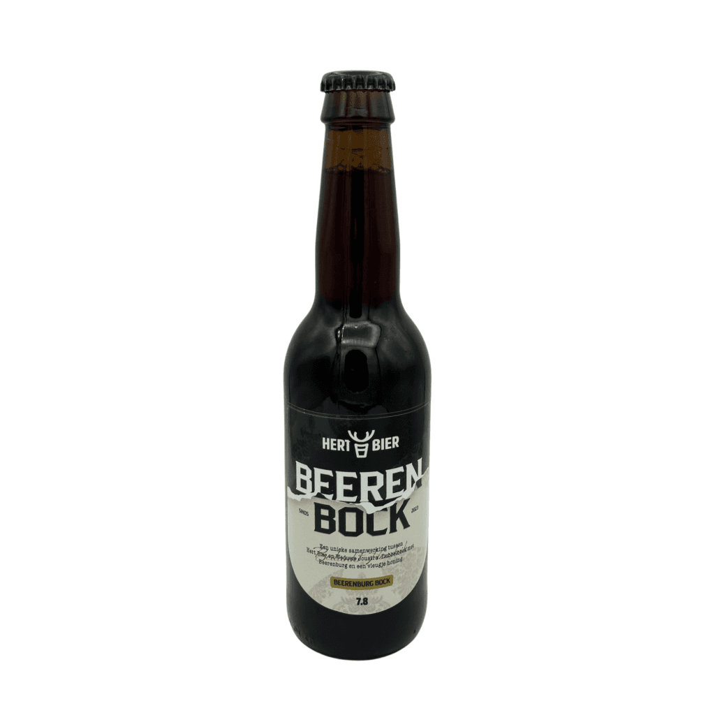 Beerenbock bockbier van Hert Bier met rijke karameltonen en gedroogd fruit