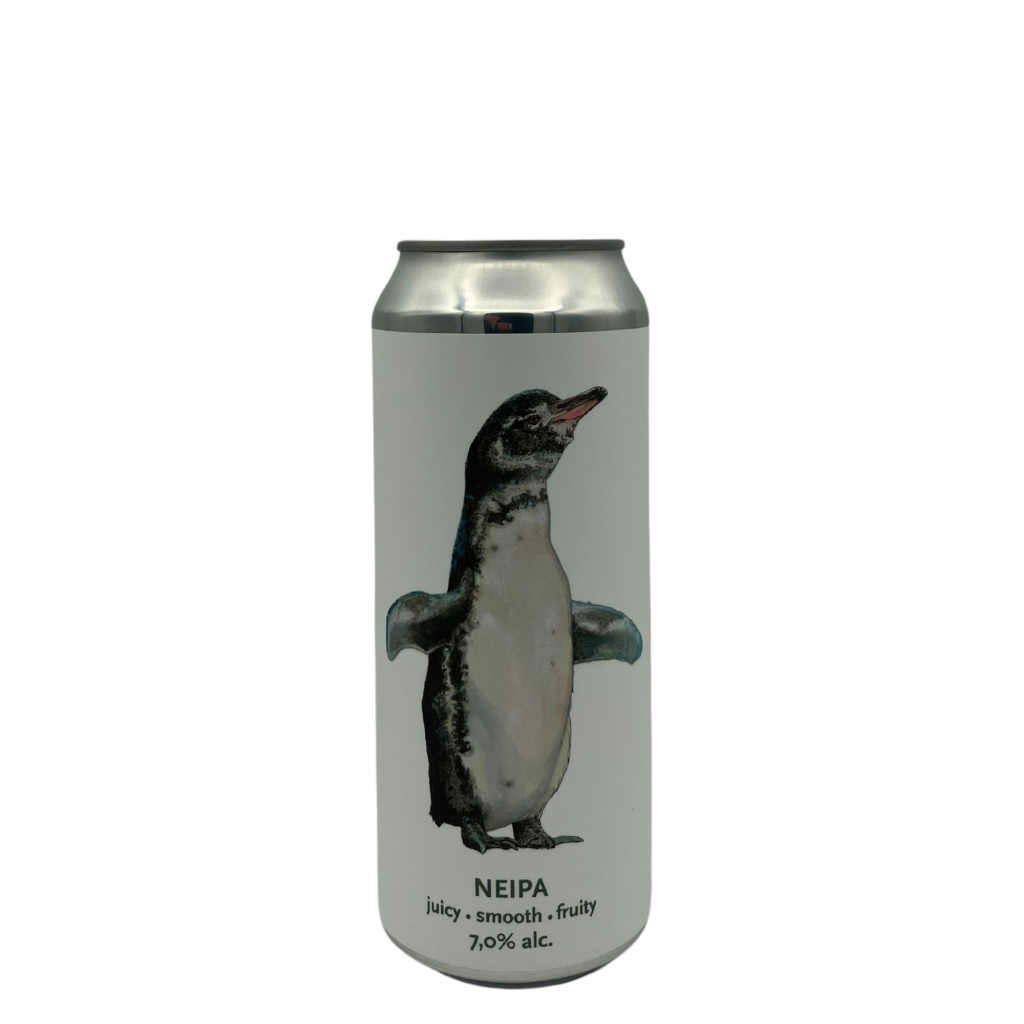 Blik van Bevog Galapagos Penguin NEIPA met kleurrijk design en tropische decoratie. Exclusief verkrijgbaar bij My Dear Beer.