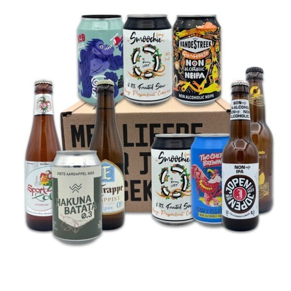 12-pack alcoholvrij bier met diverse stijlen, inclusief IPA’s, sours en blond.