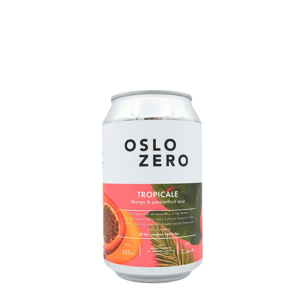 Tropicale Mango & Passionfruit Sour alcoholvrij bier van Oslo Brewing Co. – fruitig, verfrissend en glutenvrij