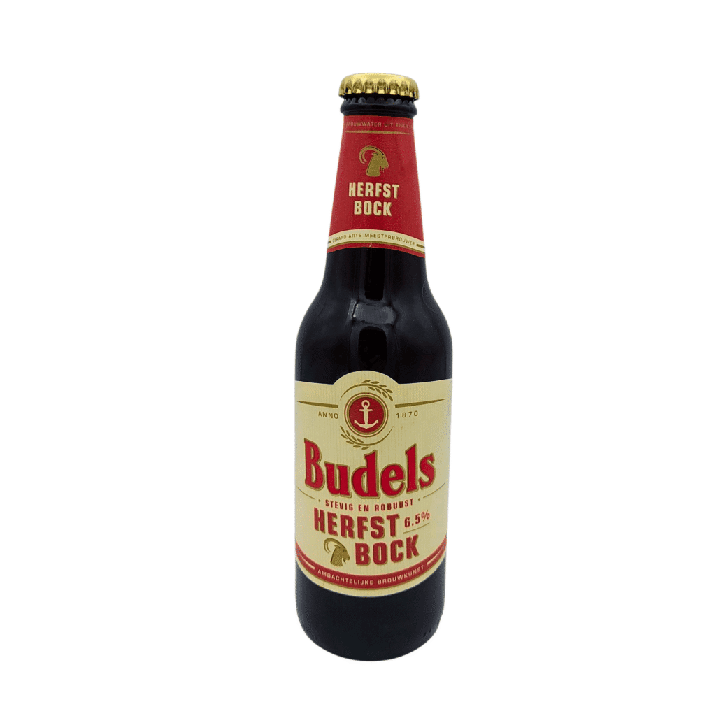 Budels Herfstbock fles, diep kastanjebruin herfstbier