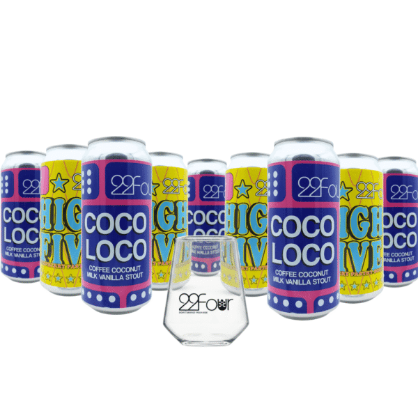 Brouwerij 22Four bierpakket met Coco Loco Stout, High Five Raspberry Pastry Sour en origineel bierglas – exclusief bij My Dear Beer