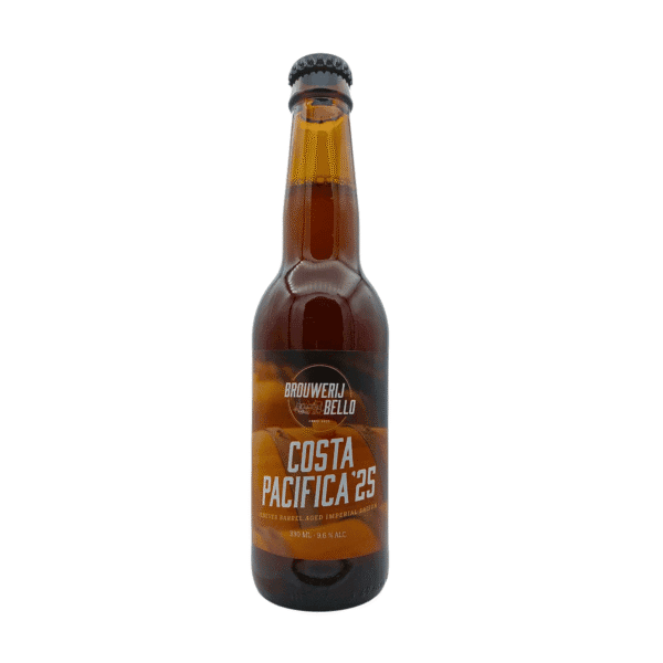 Costa Pacifica’25 Barrel Aged Imperial Saison van Brouwerij Bello – fles, gelimiteerd, gerijpt op jenevervat, fris en kruidig