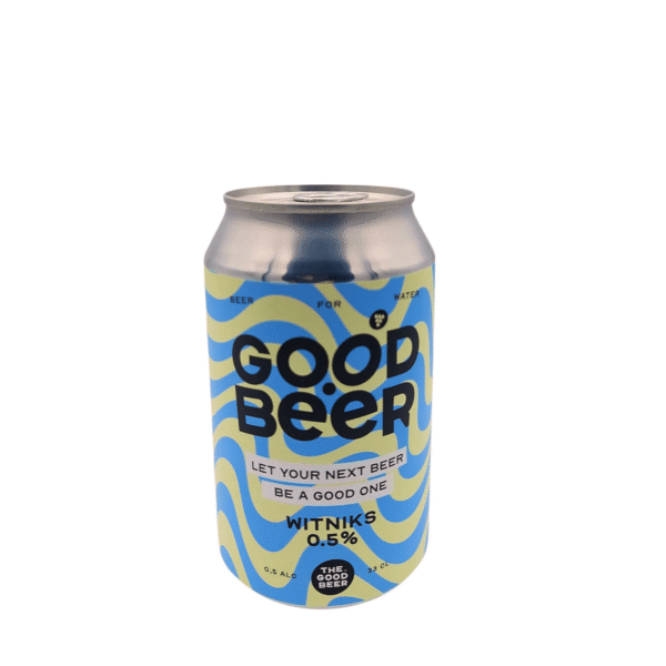 Witniks Alcoholarm Witbier – 0,5% alc., blik, fris en duurzaam, met sinaasappelschil en koriander, The Good Beer Company