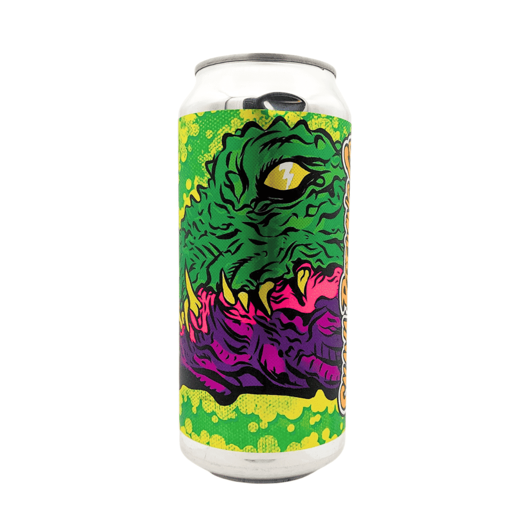 Neon Horror Megalomaniac Triple NEIPA 10% van Salama Brewing, all-Citra hop, hazy en tropisch.