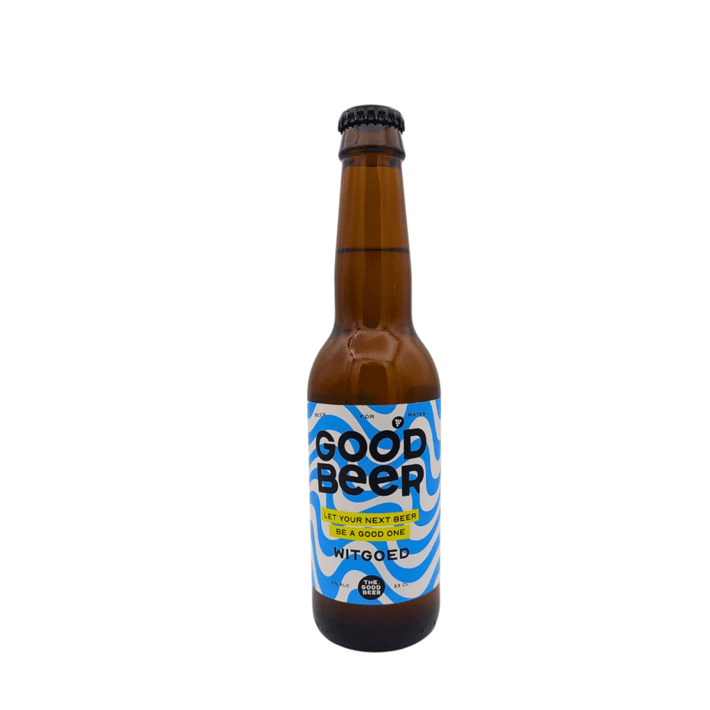 Witgoed Witbier fles van The Good Beer – fris witbier met citrus en koriander, ideaal voor in een bierpakket of om zelf een bierpakket samen te stellen bij My Dear Beer