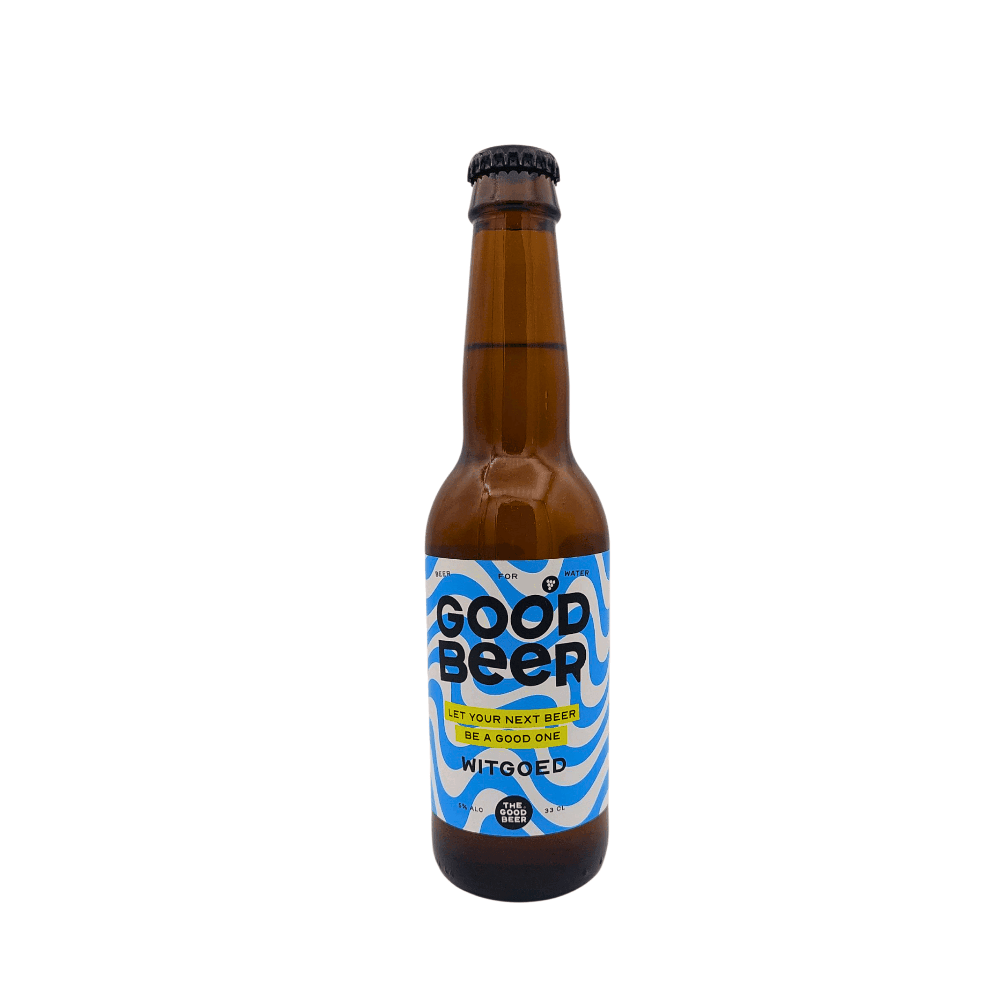 Witgoed Witbier fles van The Good Beer – fris witbier met citrus en koriander, ideaal voor in een bierpakket of om zelf een bierpakket samen te stellen bij My Dear Beer