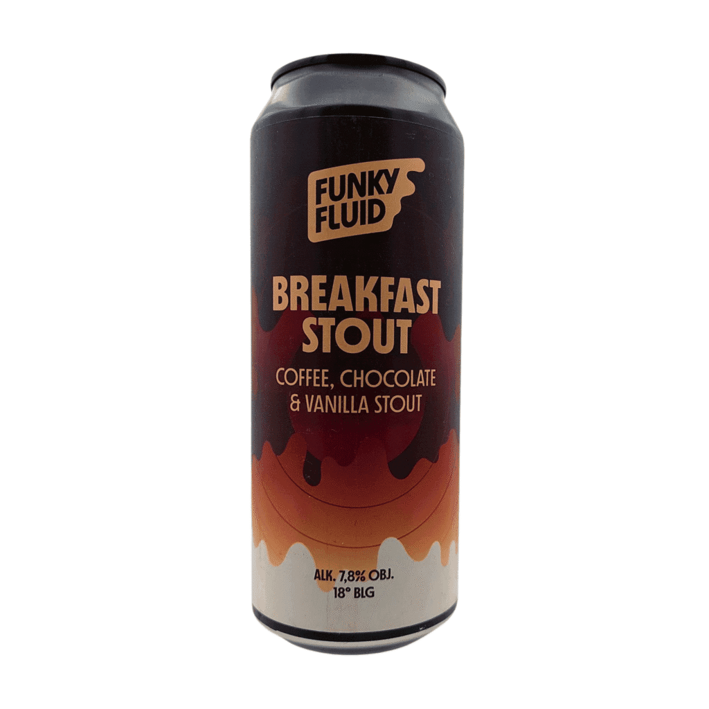 Funky Fluid Breakfast Stout Coffee Stout koffie chocolade vanille 7,8% alcohol 18°Blg blik