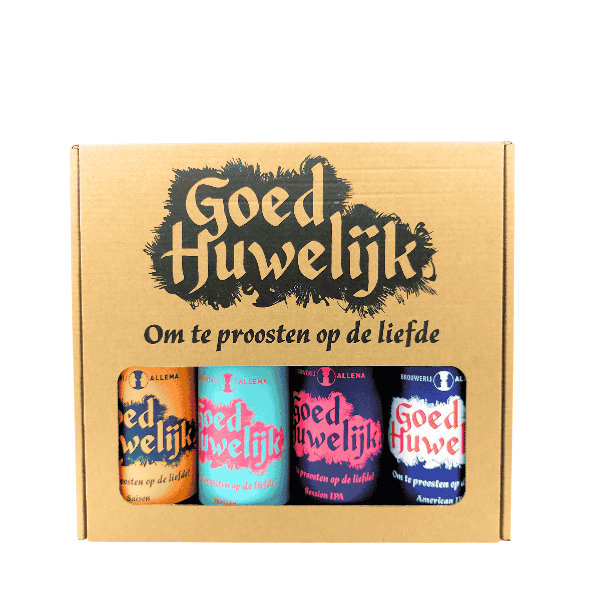 Goed huwelijk bierpakket als bruiloft cadeau met vier speciaalbieren
