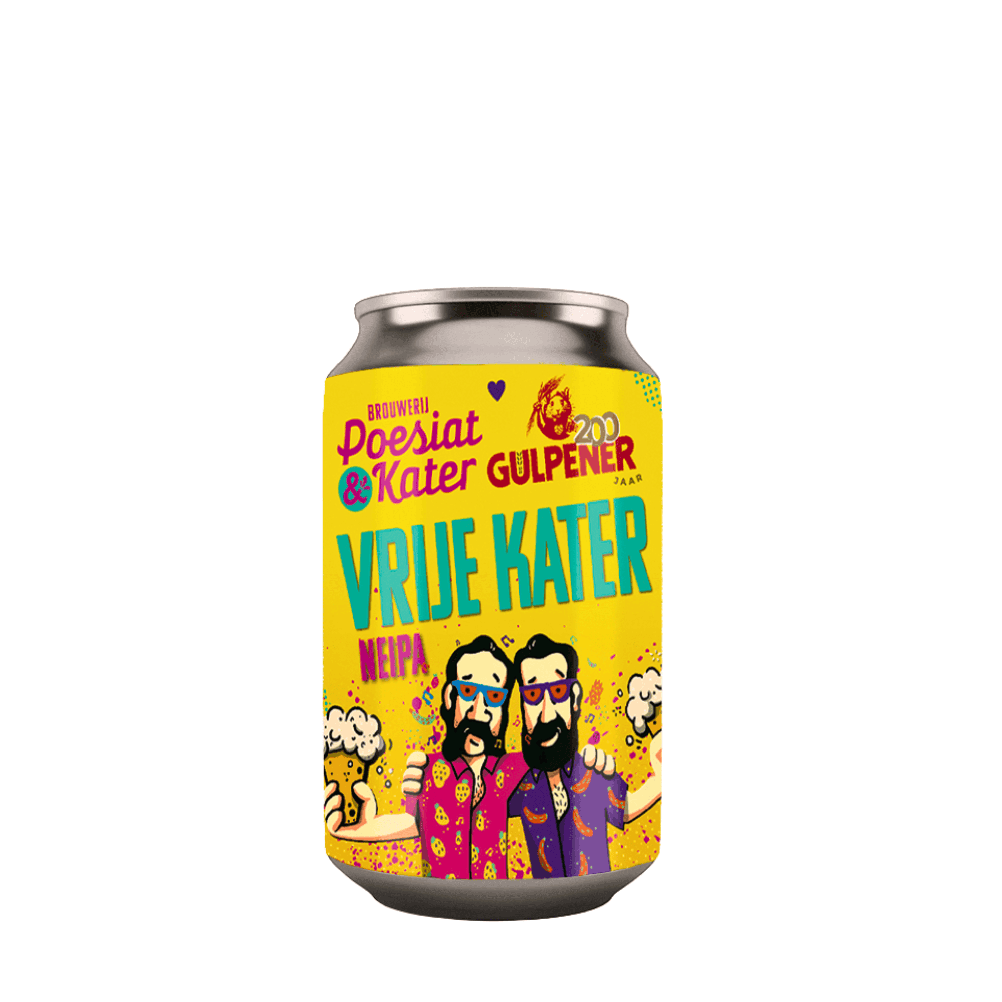 Vrije Kater NEIPA – Poesiat & Kater x Gulpener, tropische New England IPA met Mosaic, Citra en Nectaron hop, kleurrijk blik, exclusief bij My Dear Beer.