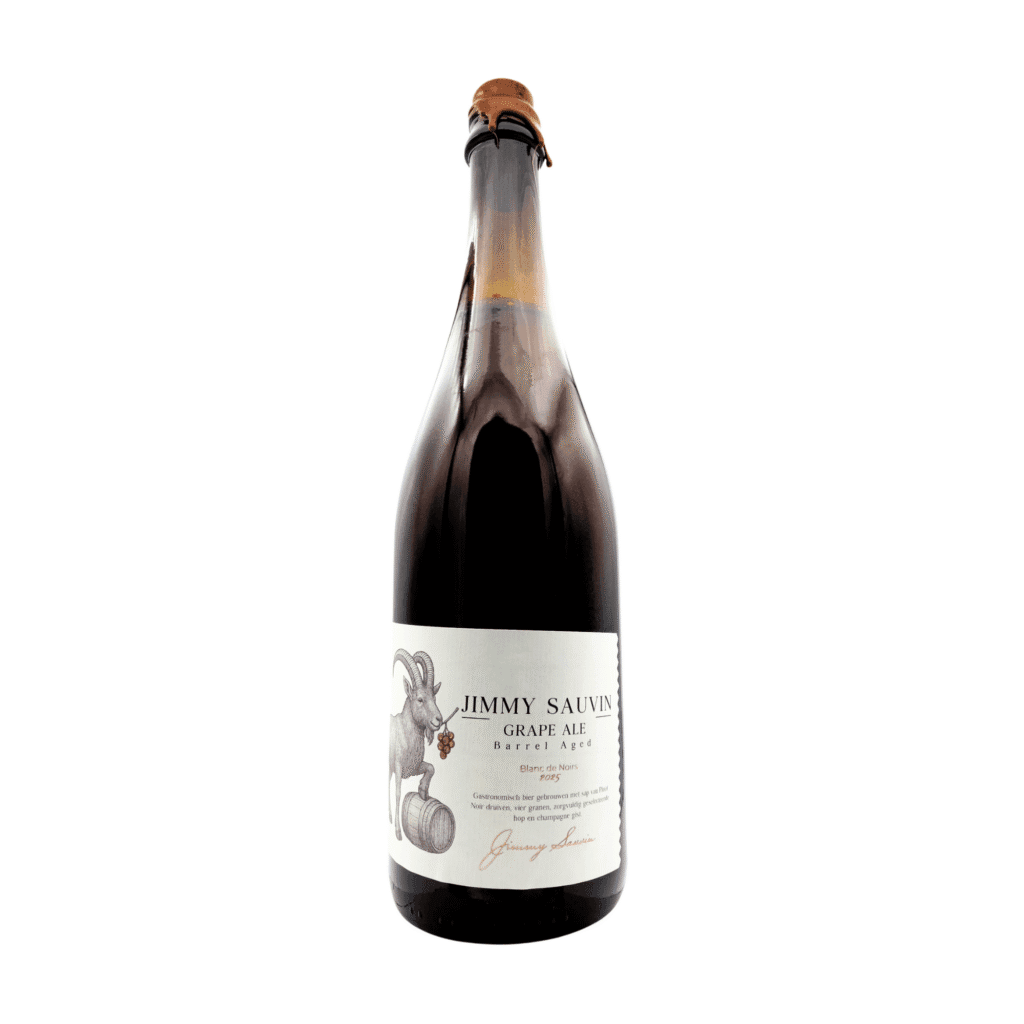 Jimmy Sauvin Blanc de Noirs 2025 Grape Ale Barrel Aged fles 9% alcohol