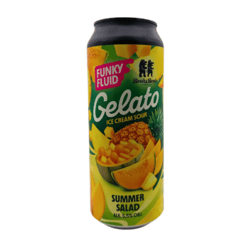 Funky Fluid x Bear & Boar Gelato Summer Salad Ice Cream Sour 5,5% ABV – meloen, ananas en mango Smoothie Sour in groen-geel 500ml blik