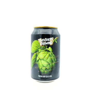 Fresh Hop Cold IPA van Two Chefs Brewing met groen, goud en zwart etiket