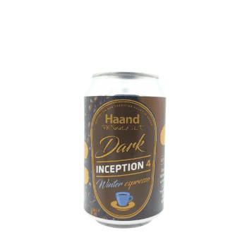 Dark Inception #4 Espresso Edition stout van HaandBryggeriet met bruine tinten en blauw etiket