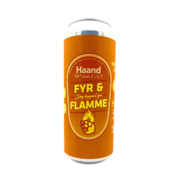 Fyr & Flamme American IPA van HaandBryggeriet met geel, rood en oranje vuurkleuren