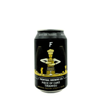 Piece of Cake Tiramisu Imperial Pastry Stout met donkerbruin, wit en crèmegeel etiket