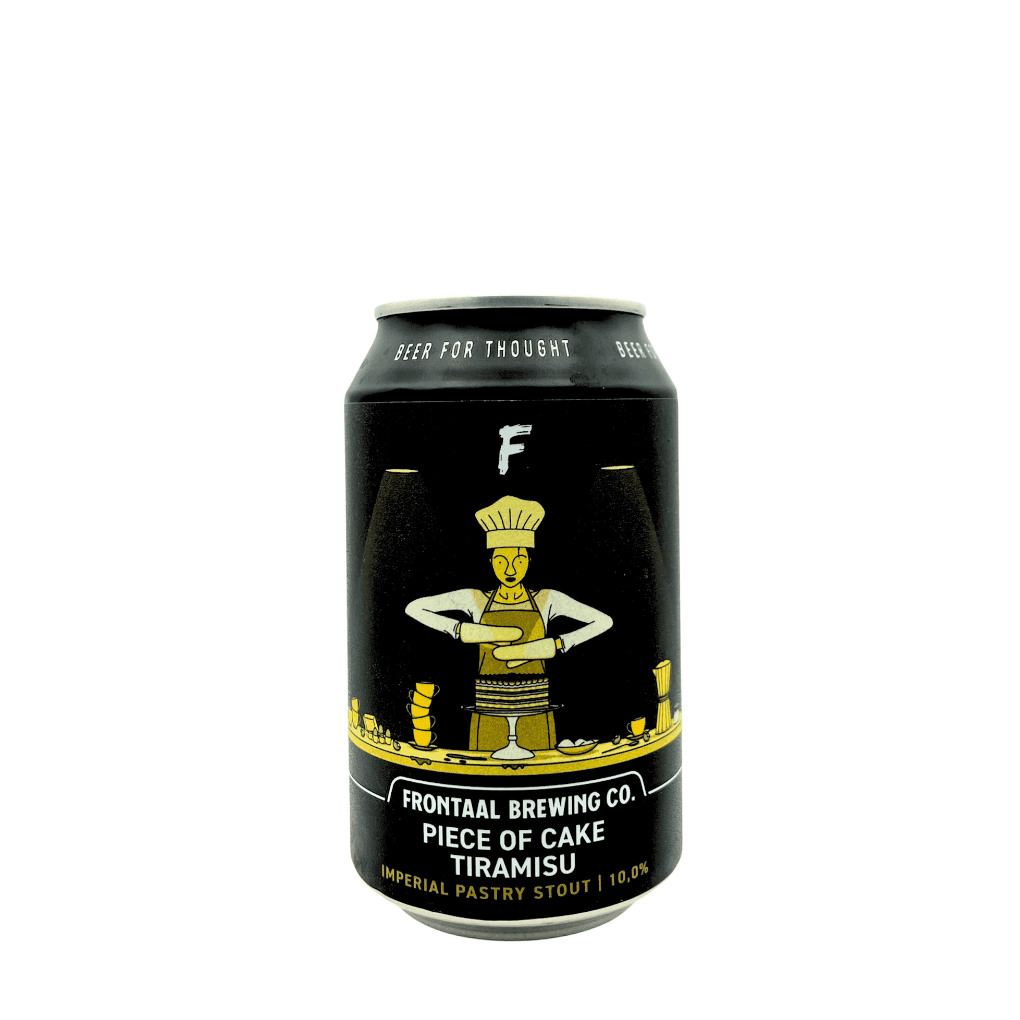 Piece of Cake Tiramisu Imperial Pastry Stout met donkerbruin, wit en crèmegeel etiket