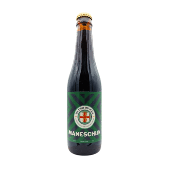 Maneschijn Irish Dry Stout groen met donkerblauw en rood label
